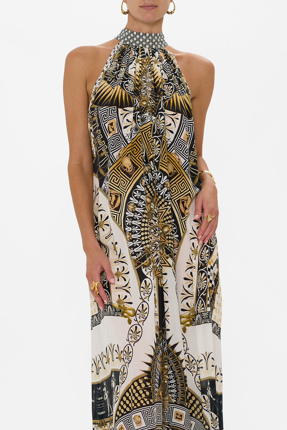 TIE NECK LONG DRESS TEMPLES OF DENDARA