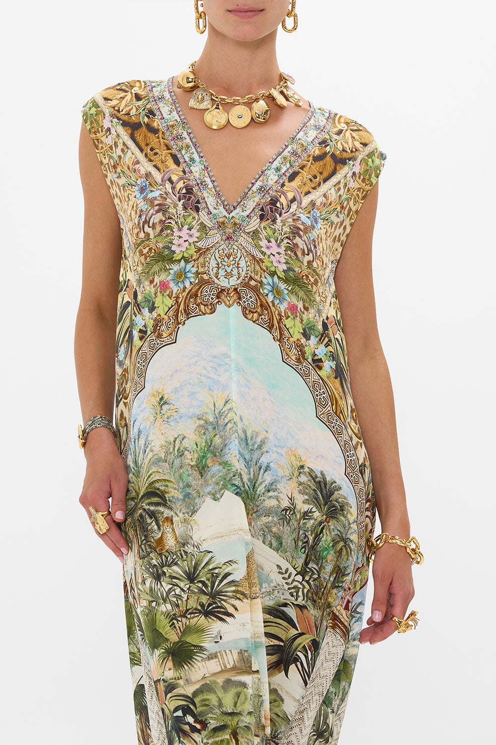 SLEEVELESS DRAPE BACK DRESS VIEWS OF THE VALLEY