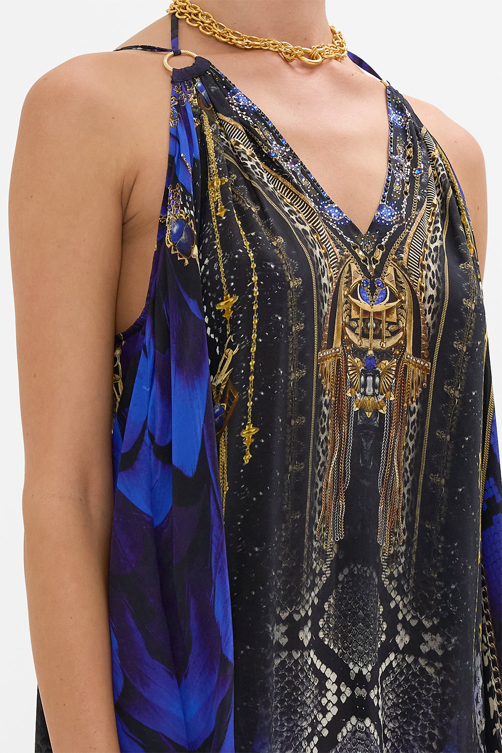 CAMILLA Ring Detail Strap Dress in Other Side of the Oasis print.