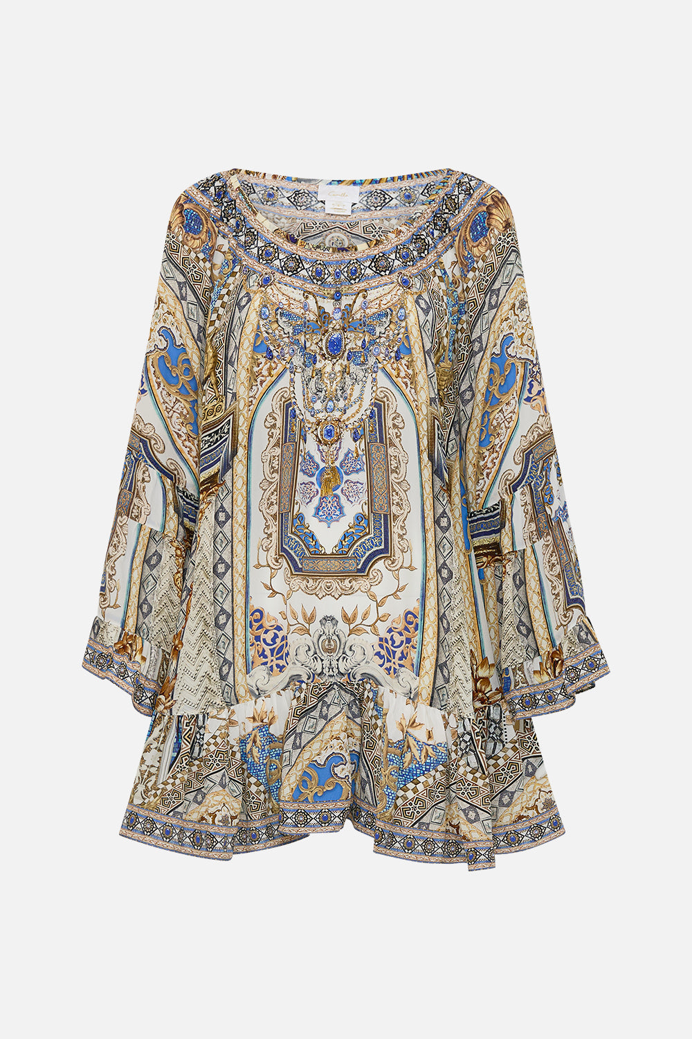 CAMILLA A-Line Frill Dress in Make Me Your Mosaic Print.