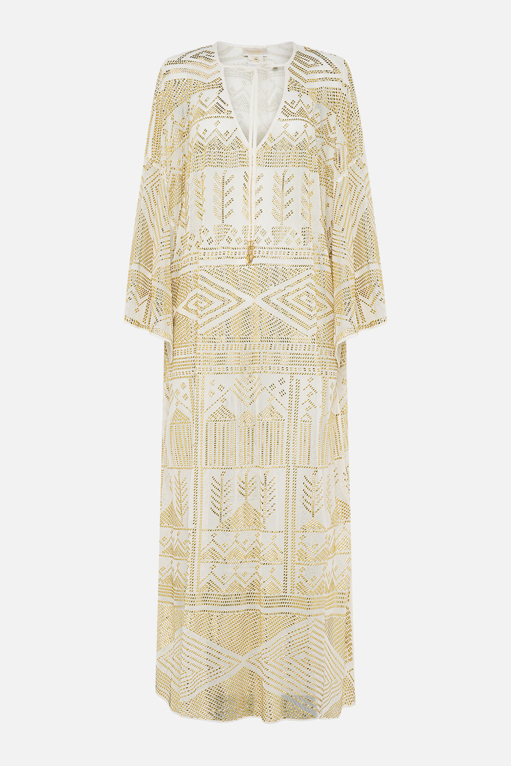 V NECK KAFTAN WITH TIES TEMPLES OF DENDARA