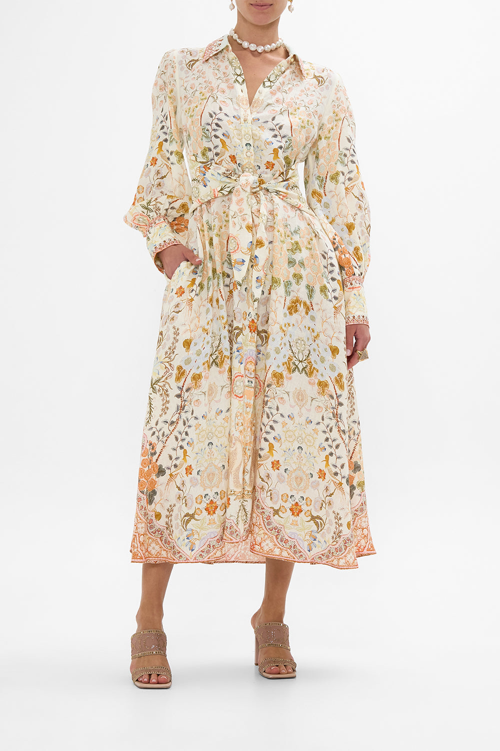 CAMILLA Waist Tie Shirt Dress in Honour of Heirlooms print