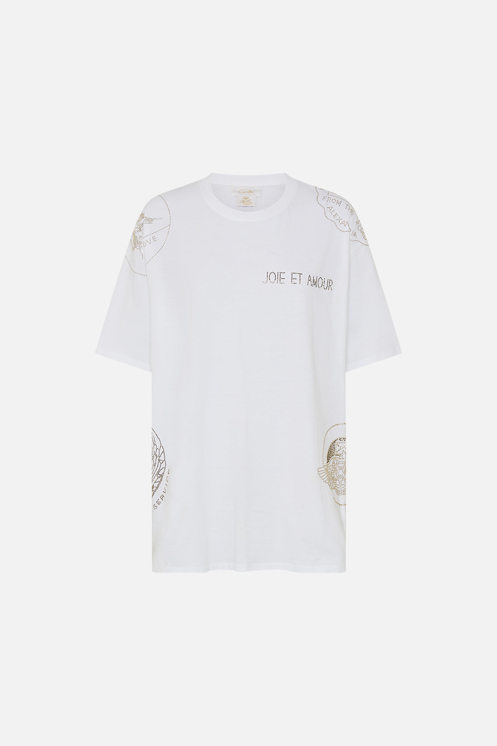 CAMILLA Oversized Band Tee in White Valley Of The Queens print
