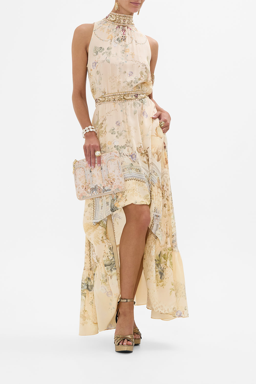 CAMILLA small canvas clutch in Adorned in Antiquity print. 