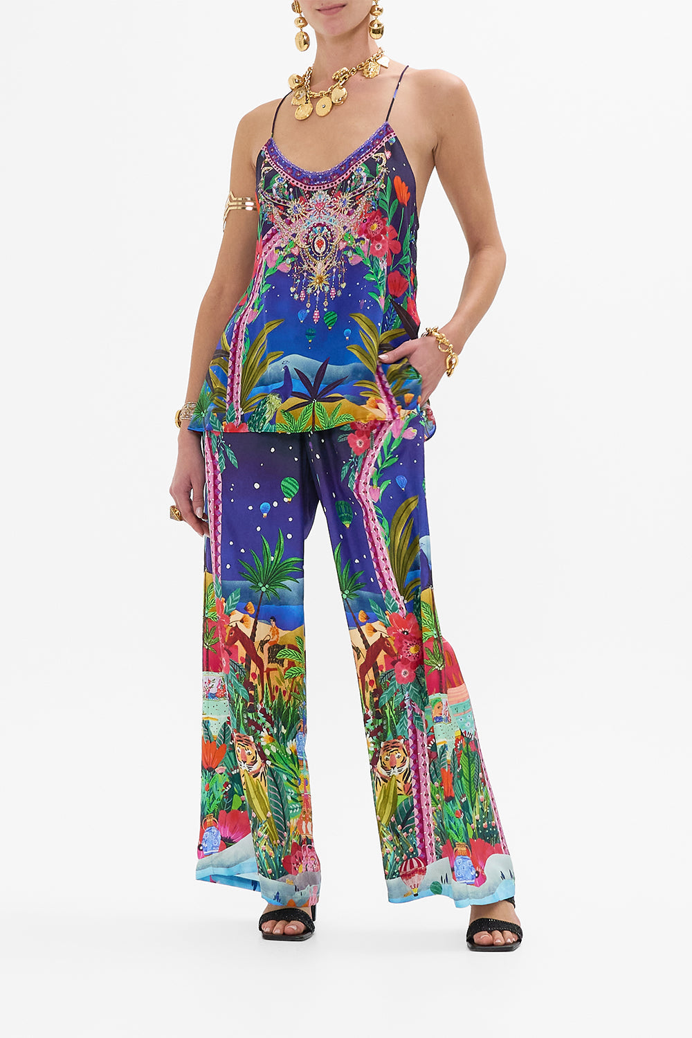 The CAMILLA LAYERED MAXI SARONG WITH TIE FRONT THE CONCUBINES CORRIDOR in our  print.