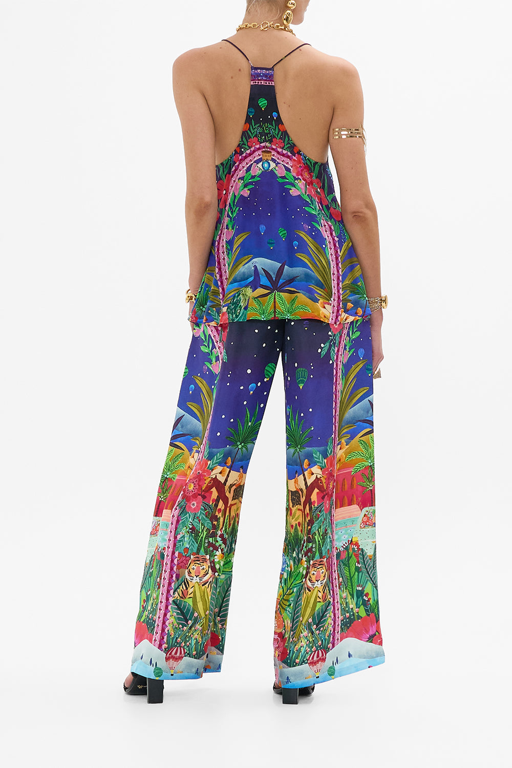 CAMILLA Straight Leg Pant in Midnight Muses print. 