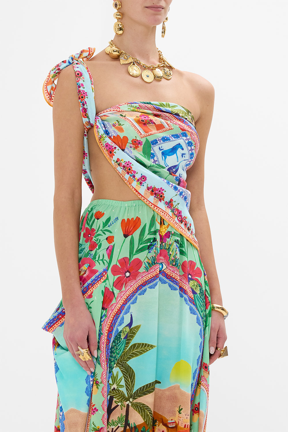 CAMILLA Large Square Scarf in Queens of Creation print. 