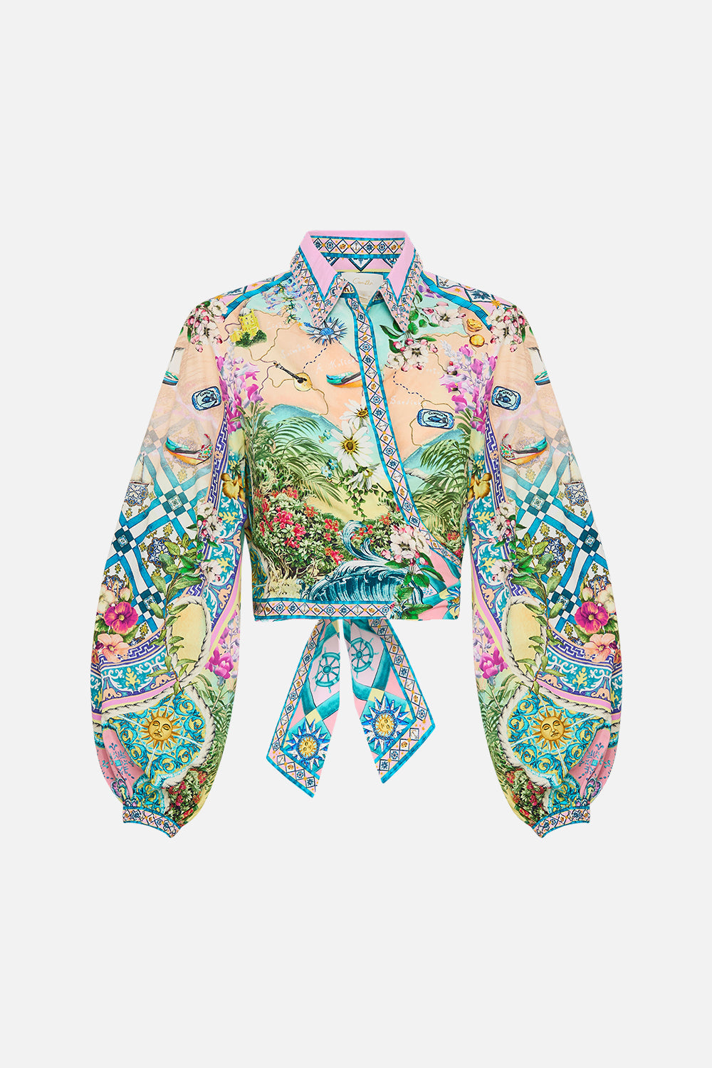 The CAMILLA DROP SHOULDER STRAP KAFTAN FOLK AFLOAT in our  print.