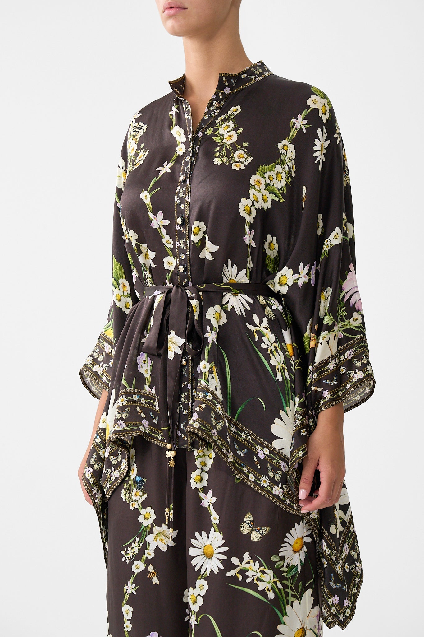 The CAMILLA HIGHNECK TIERED RUFFLE HEM DRESS NOBLE ENDEAVOURS in our  print.