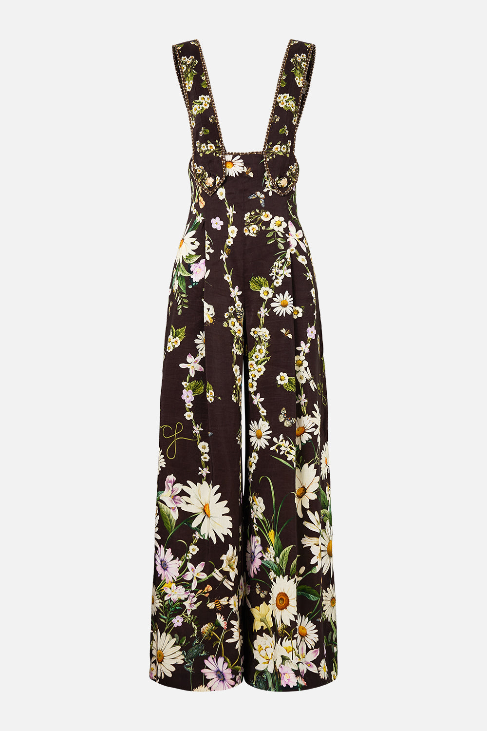 The CAMILLA Detachable Strap Wide Leg Jumpsuit in our Dish It, Daisy print.