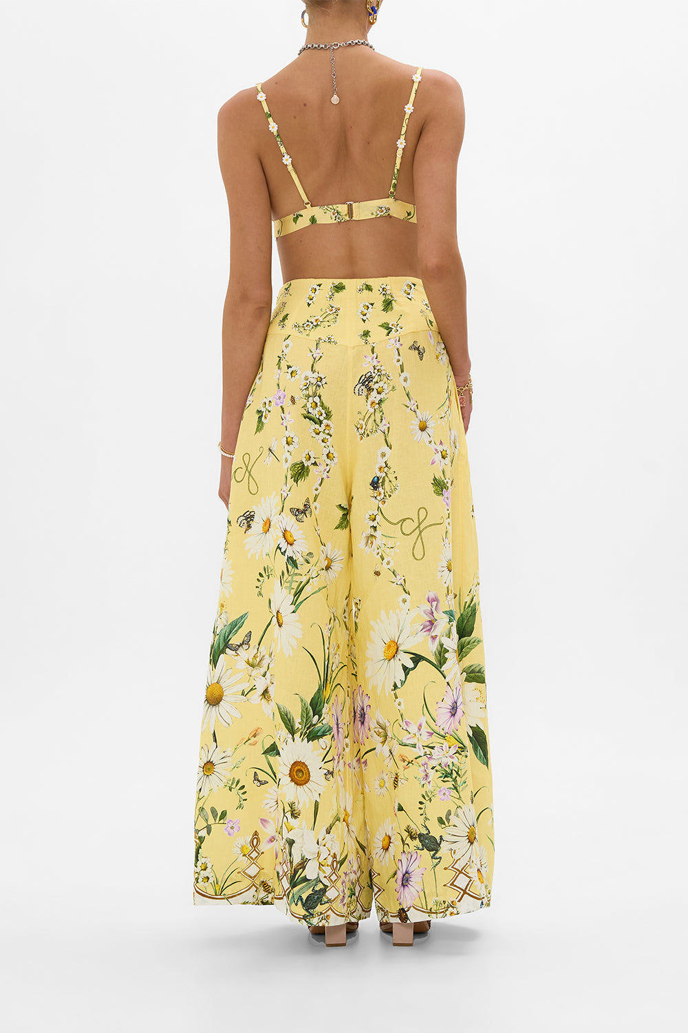 The CAMILLA Corset Waist Wide Leg Pant in our Daisy Chains print.