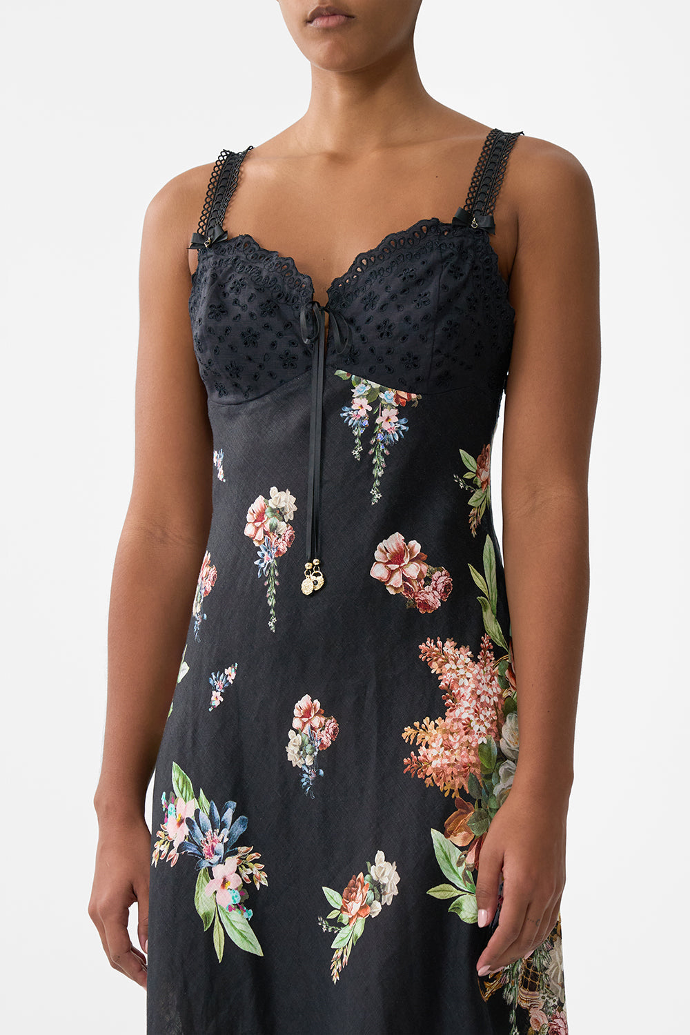 The CAMILLA Embroidered Bodice Bias Dress in our Noble Endeavours print.
