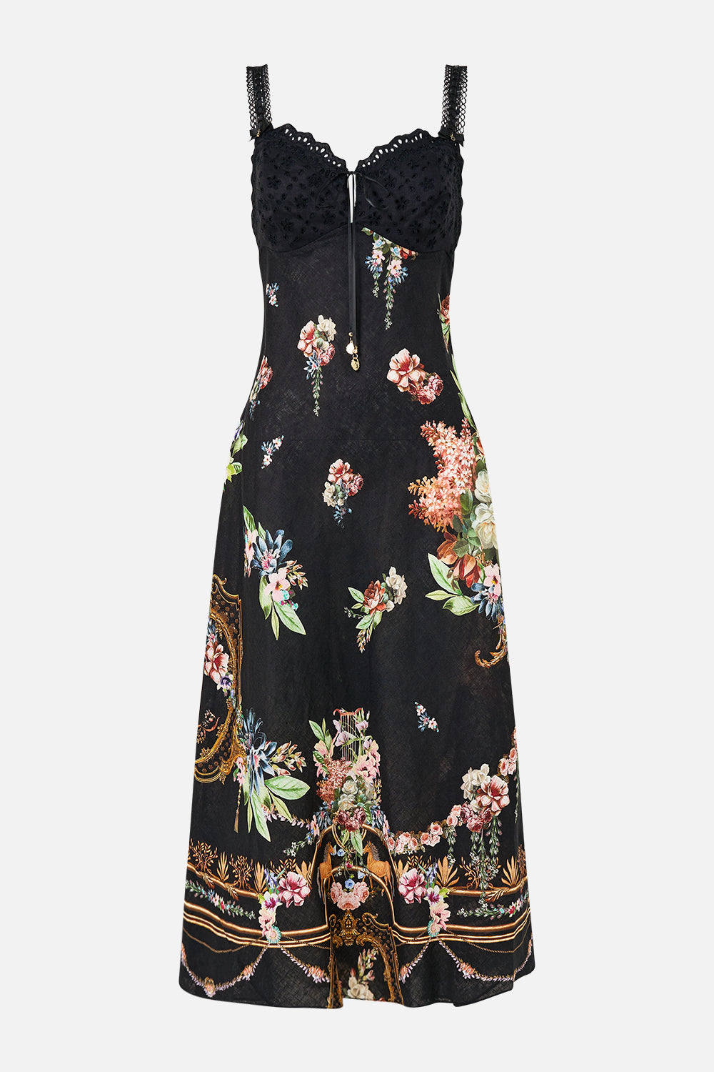 The CAMILLA Embroidered Bodice Bias Dress in our Noble Endeavours print.