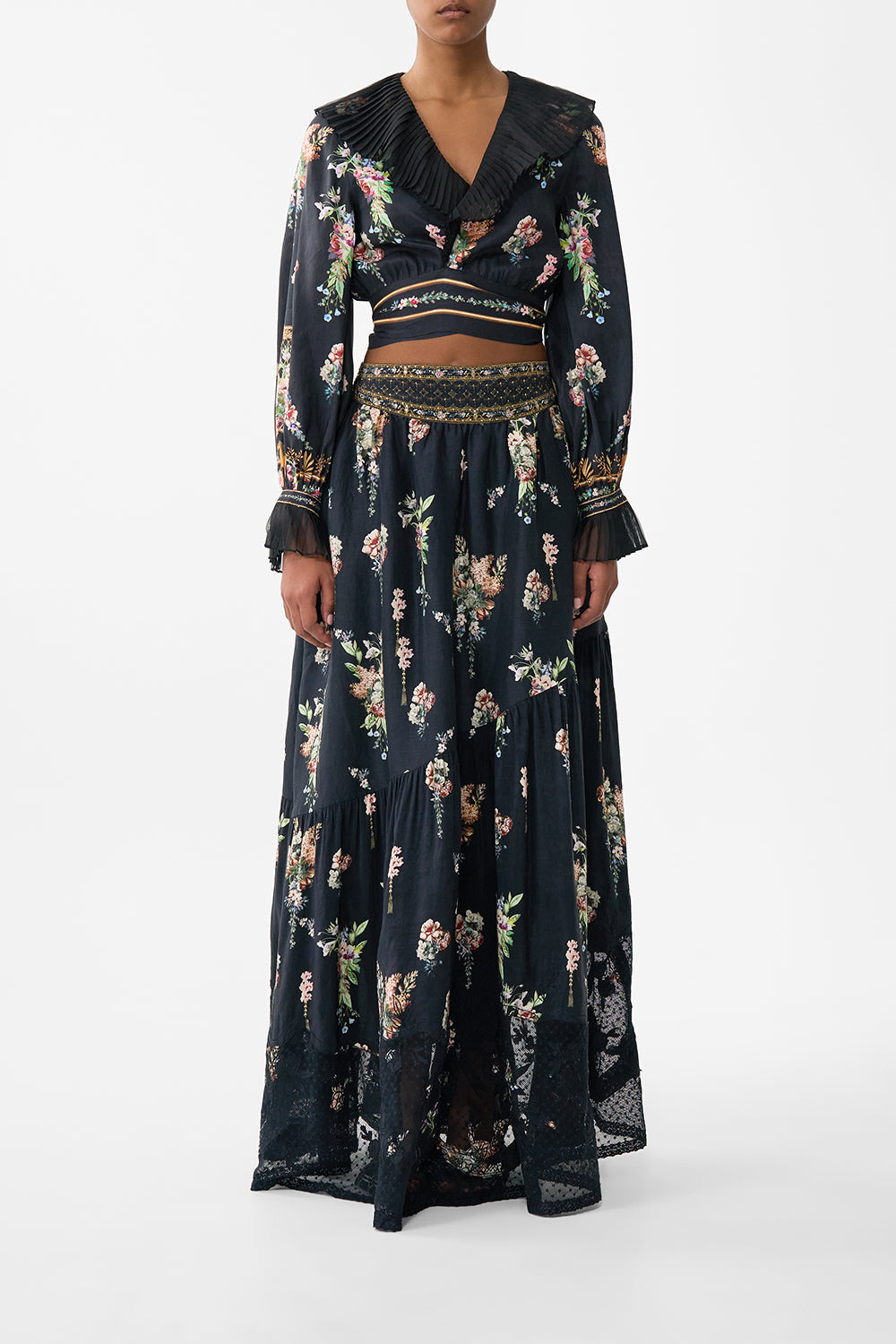 The CAMILLA Skirt With Shaped Seam in our Noble Endeavours print.