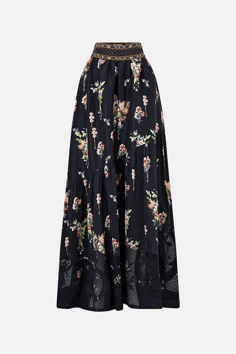 The CAMILLA Skirt With Shaped Seam in our Noble Endeavours print.