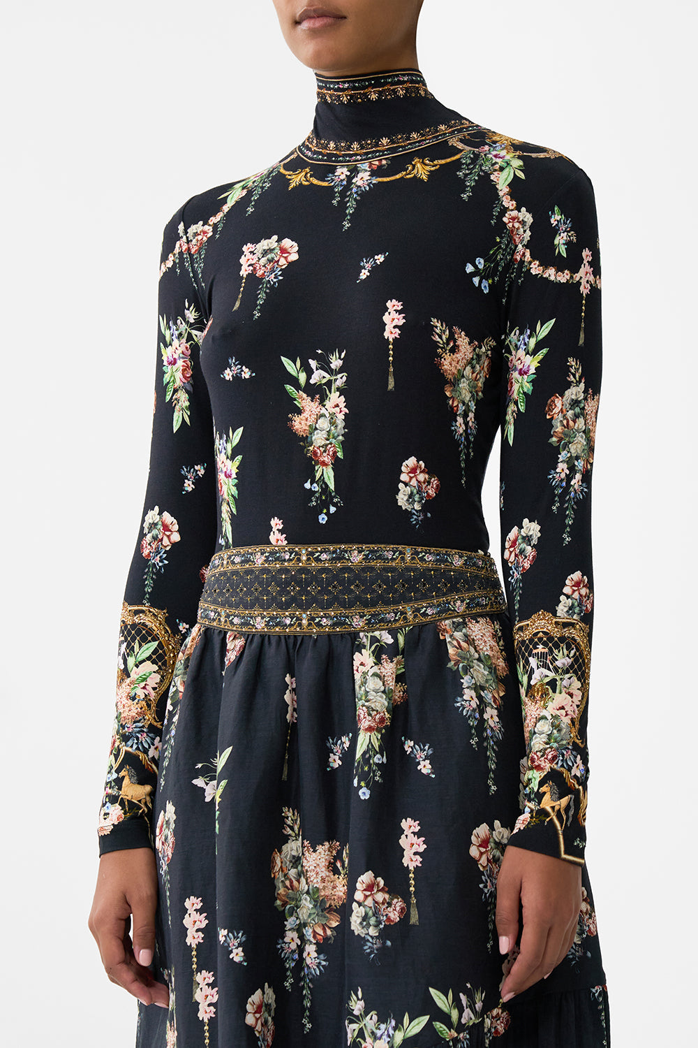 The CAMILLA Jersey Turtleneck in our Noble Endeavours print.