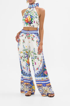 The CAMILLA Halter Tie Back Top in our Tiles Darls print.