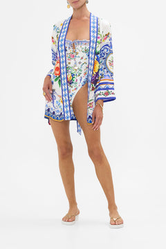 The CAMILLA Short Batwing Layer in our Tiles Darls print.