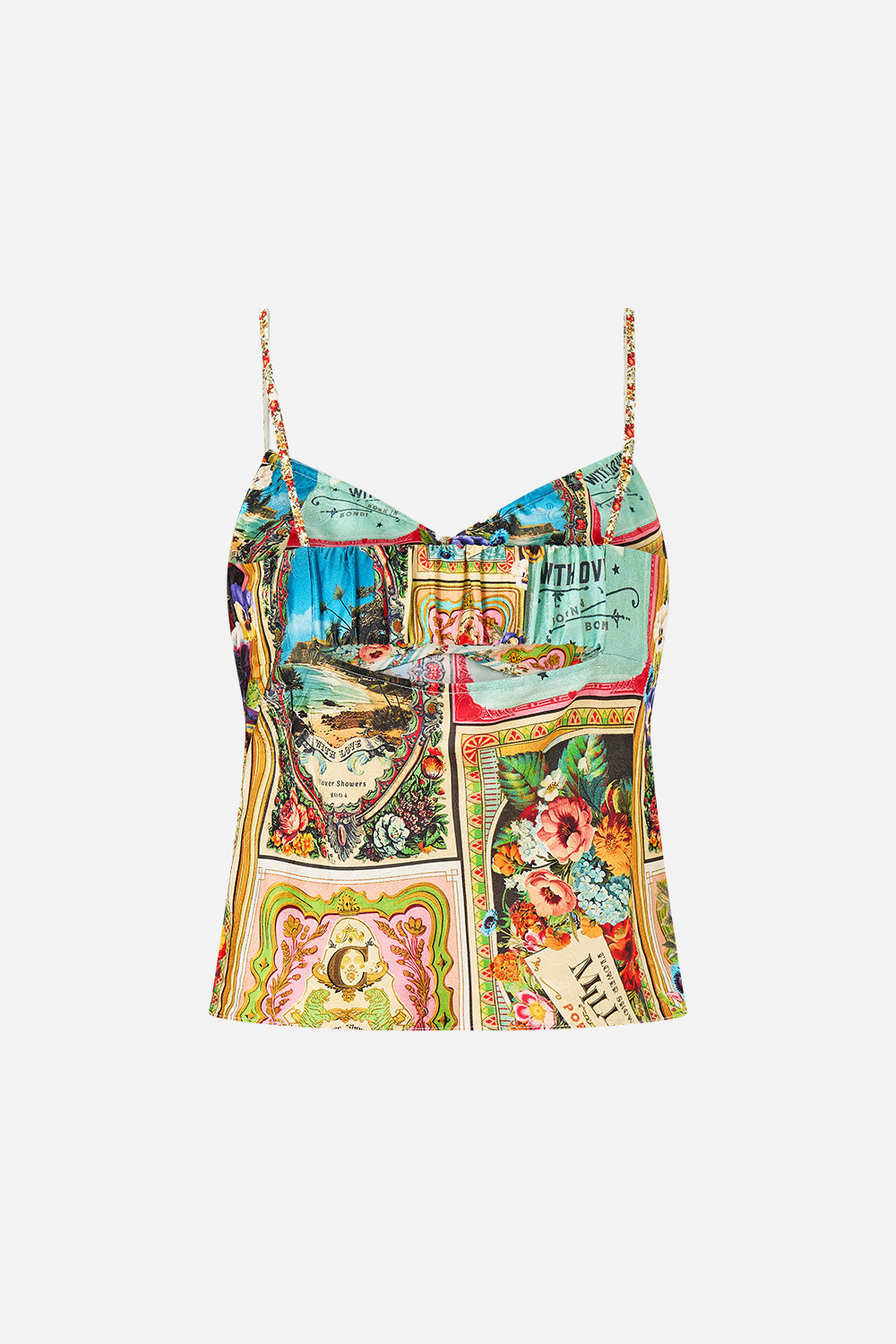 The CAMILLA TIE FRONT FRILL SLEEVE SHORT DRESS VENUS ON A VESPA in our  print.
