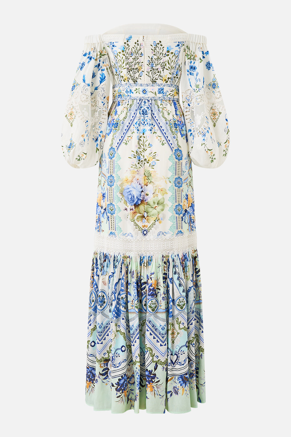 The CAMILLA LACE SLEEVE MINI DRESS BAZAAR BLOOMS in our  print.