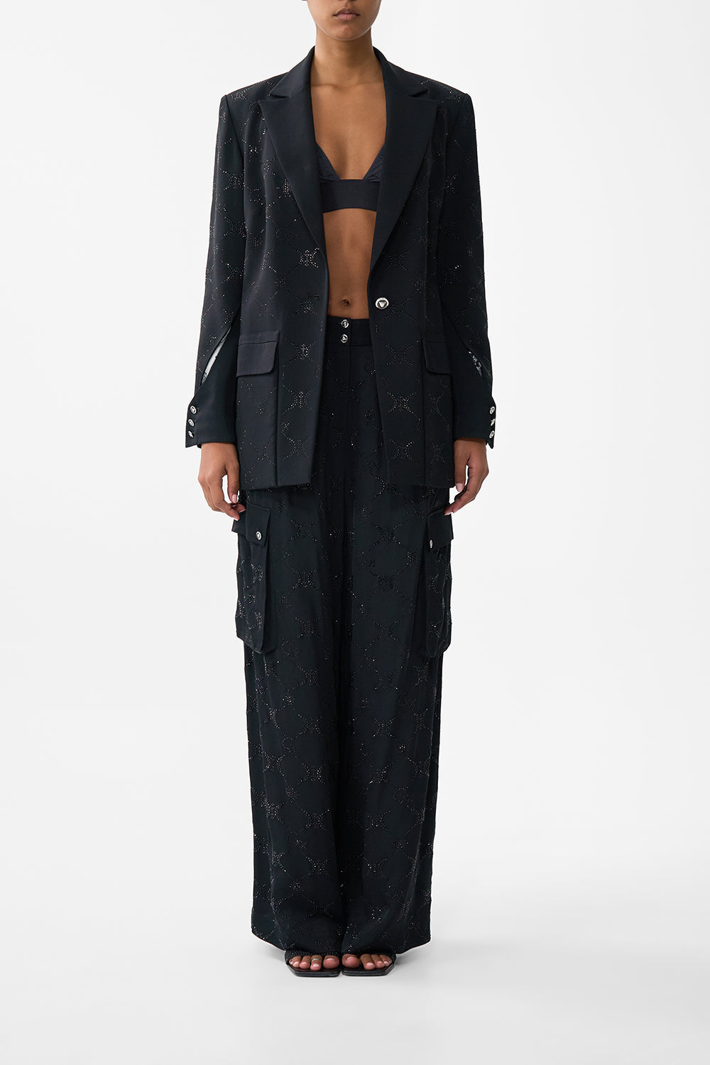 The CAMILLA Wide Leg Utility Pants in our Solid Black print.