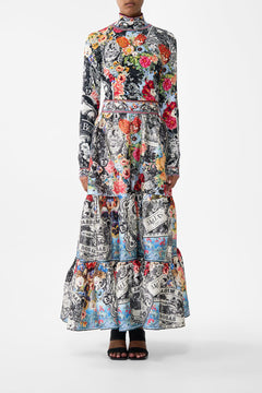 The CAMILLA Cropped Jersey Turtleneck in our Flower Showers print.