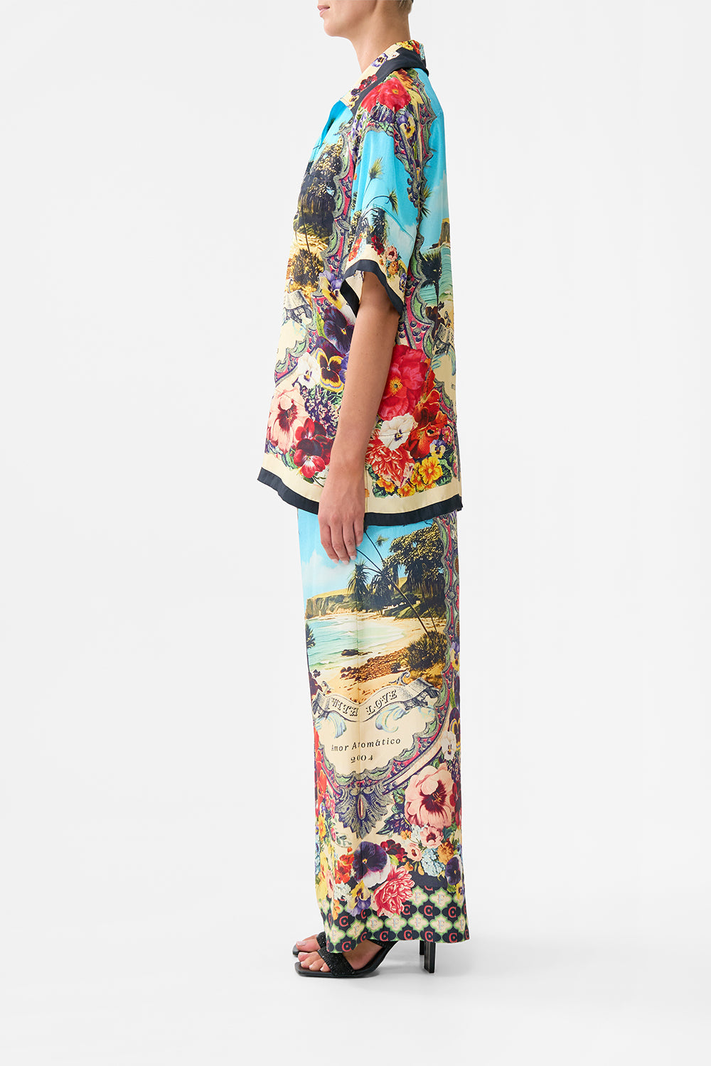 The CAMILLA SILK CHIFFON SHRUG TILES DARLS in our TILES DARLS print.