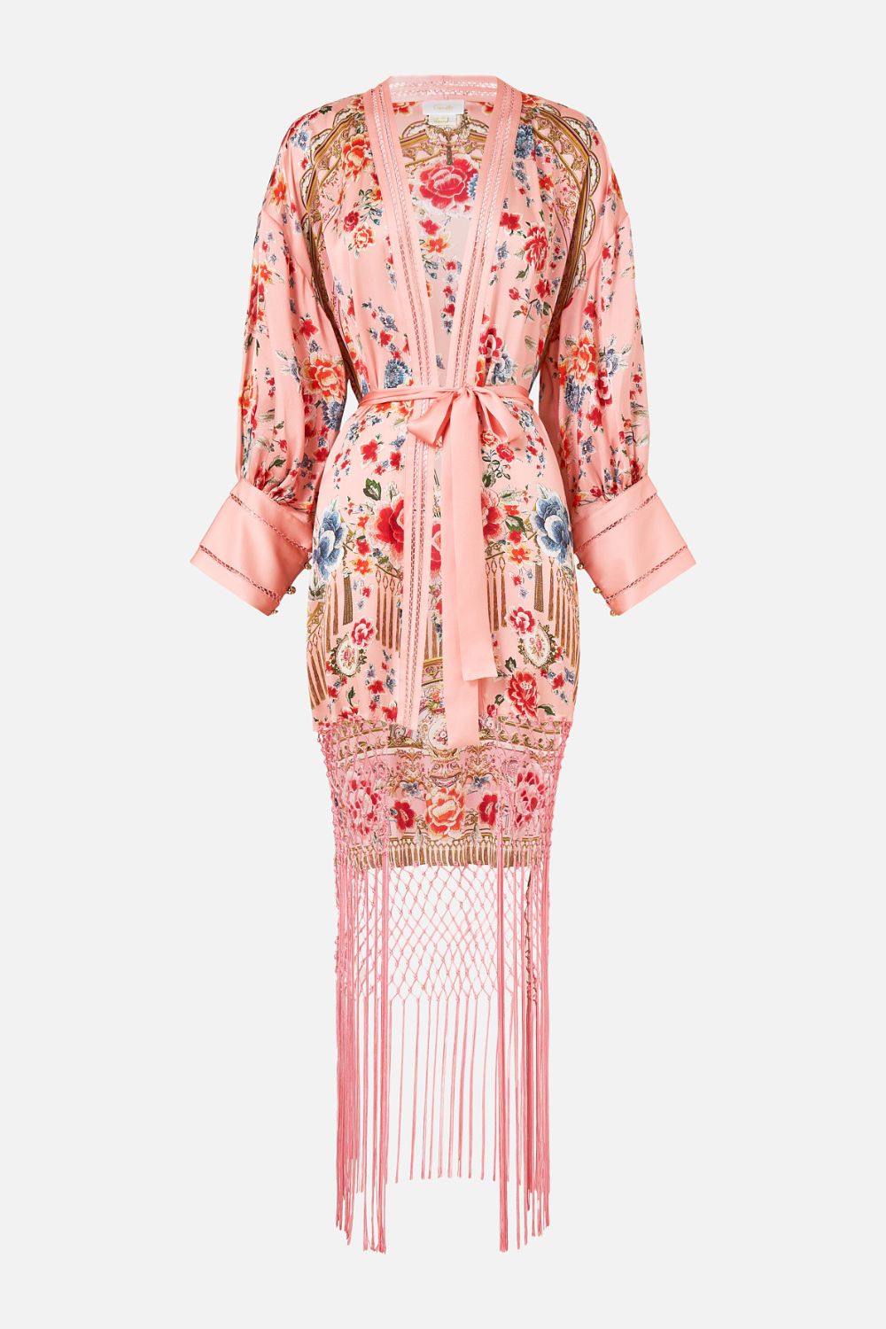 The CAMILLA SHORT TIE FRONT BLOUSON DRESS TILES DARLS in our  print.