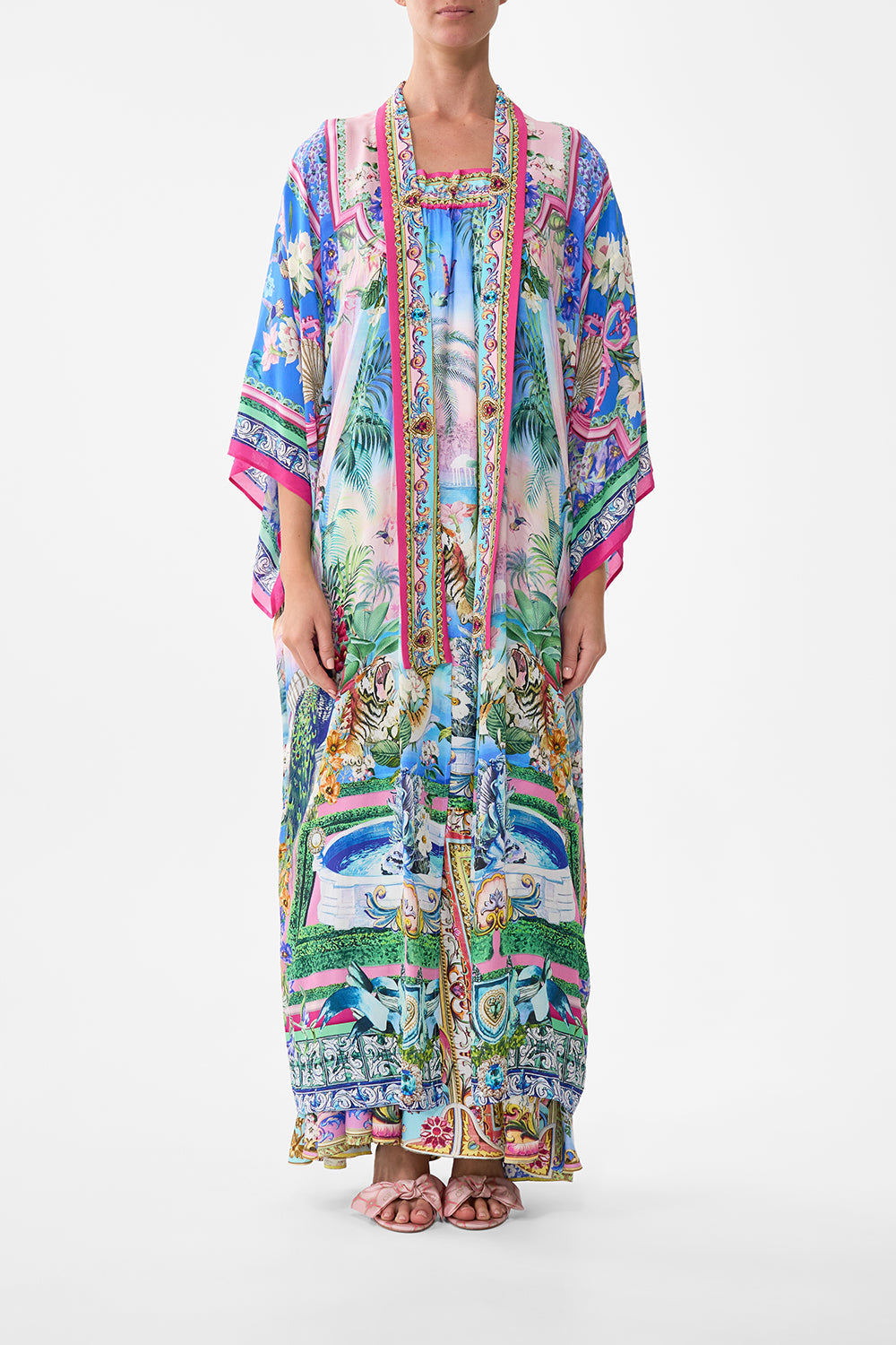The CAMILLA TIERED LONG SHIRT DRESS DRESSING ROOM DRAMA in our  print.