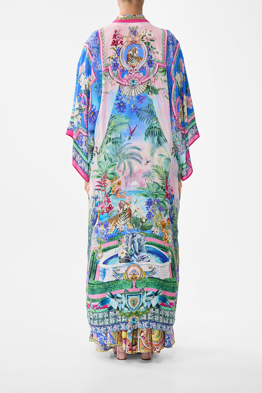 The CAMILLA TIERED LONG SHIRT DRESS DRESSING ROOM DRAMA in our  print.