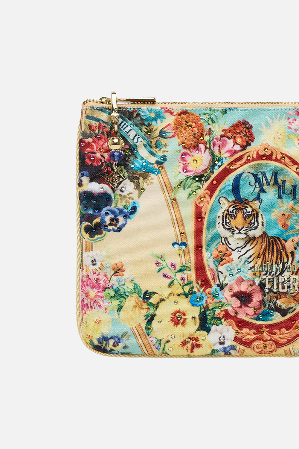 The CAMILLA Small Canvas Clutch in our Aromatic Tiger Flower print.