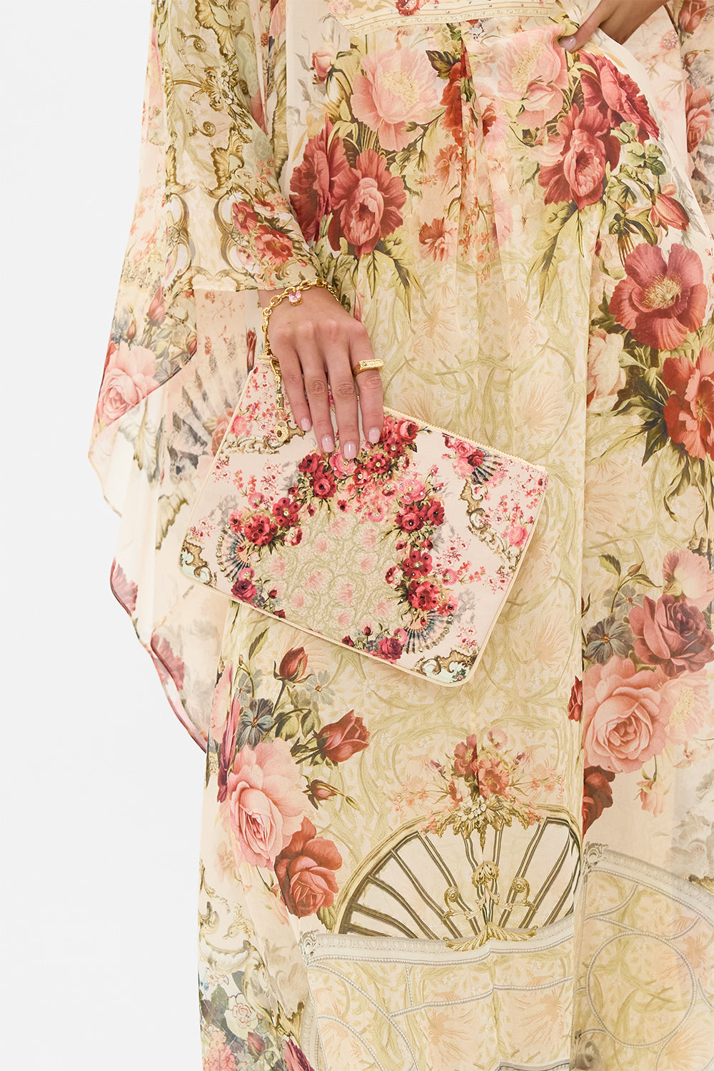 The CAMILLA Small Canvas Clutch in our Meet Me At The Majestic print.