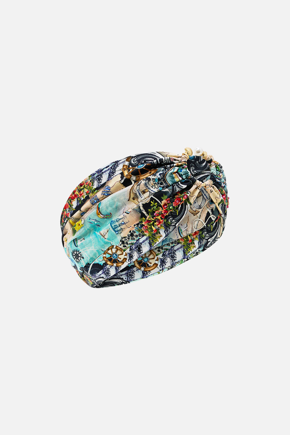 The CAMILLA Ring Headband in our Folk Afloat print.