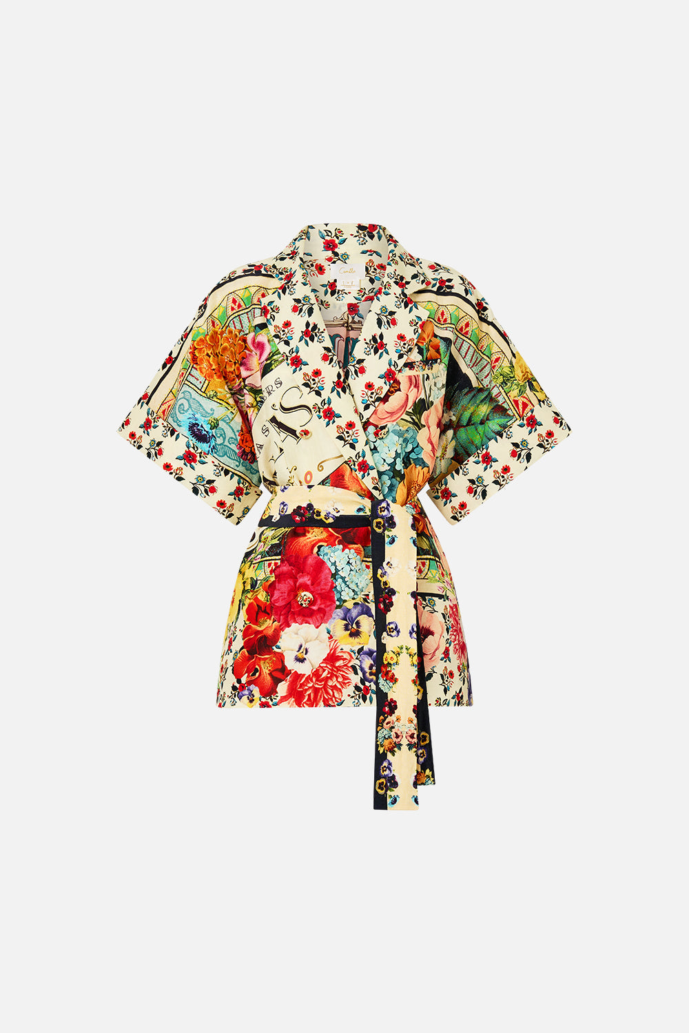 The CAMILLA WAIST TIE SHIRT DRESS SOAP OPERA in our  print.
