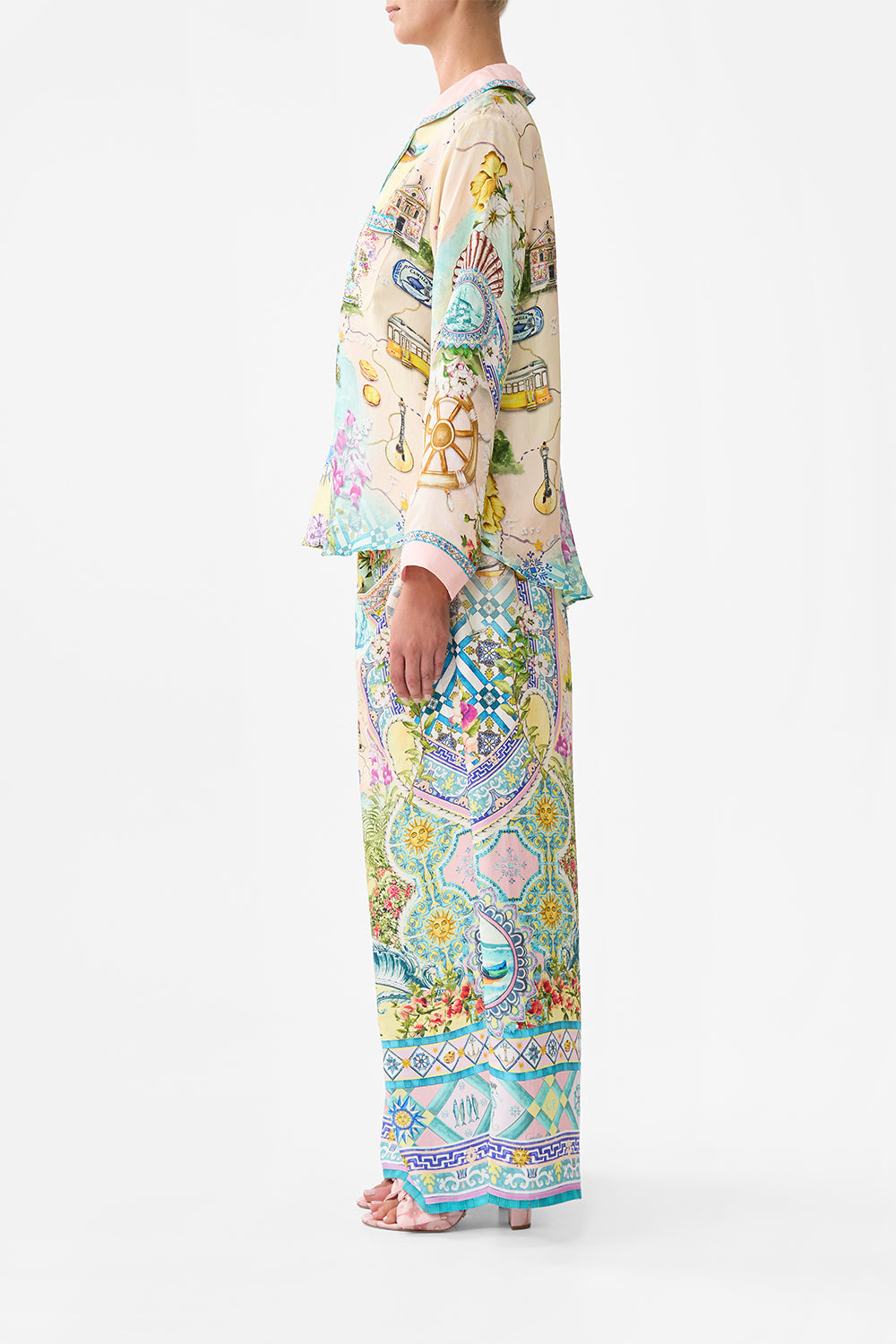 The CAMILLA LONG SILK CRINKLE CHIFFON SCARF DOMINICAN DECADENCE in our DOMINICAN DECADENCE print.