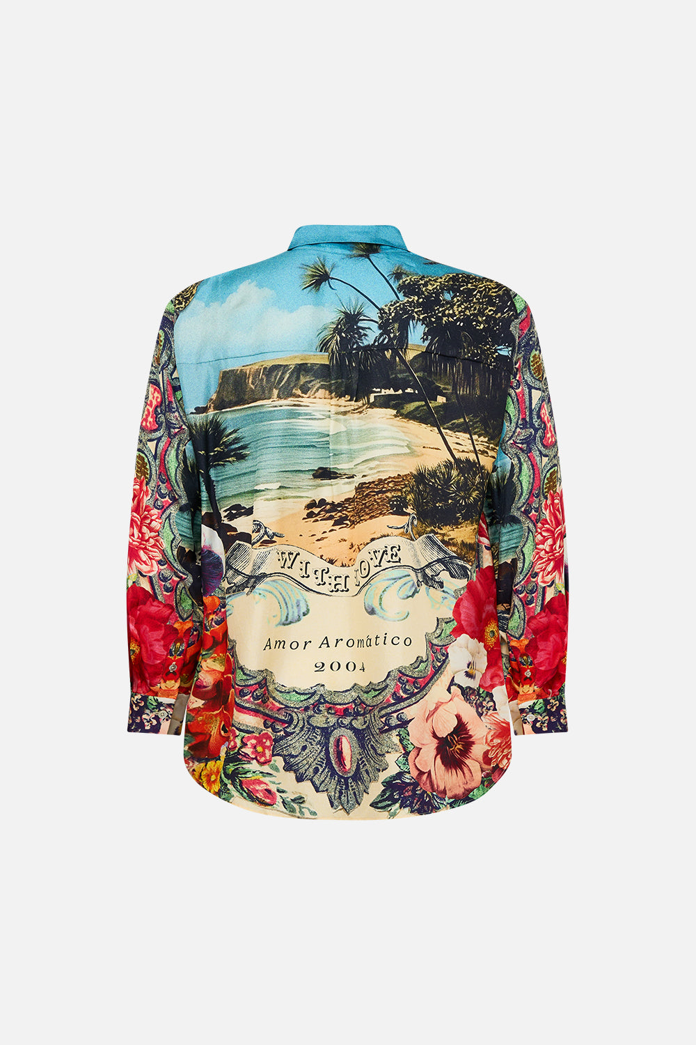 The CAMILLA BOYS SHORT SLEEVE CAMP COLLARED SHIRT 4-10 BASKED IN BAROQUE in our BASKED IN BAROQUE print.