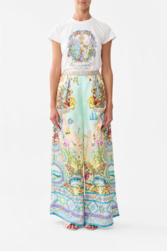 The CAMILLA Wide Leg Trouser With Front Pockets in our Just Coasting print.