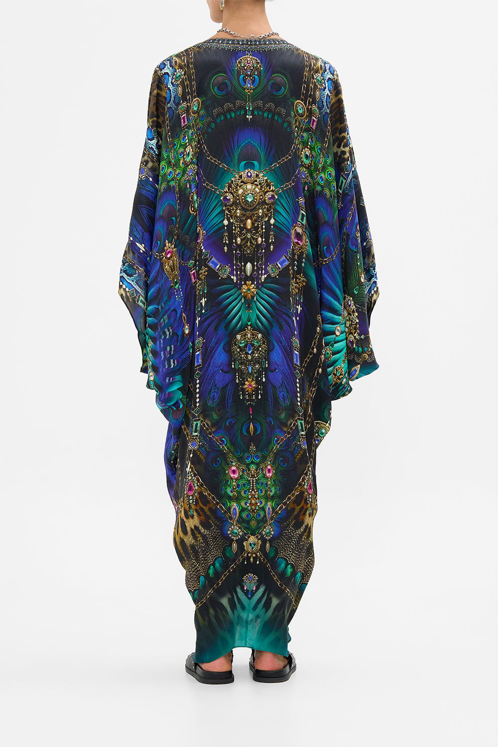 The CAMILLA Button Front T-Shape Kaftan in our Dominican Decadence print.