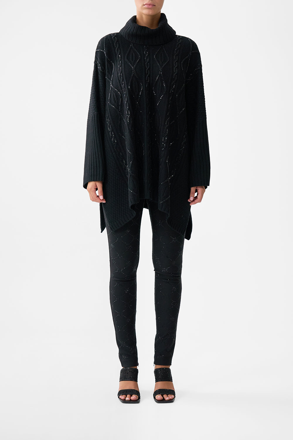 The CAMILLA Roll Neck Knit Jumper in our Solid Black print.