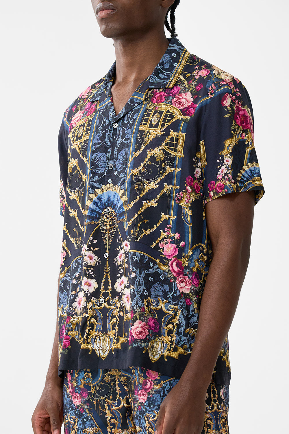 The CAMILLA SPLICED LACE MINI DRESS NOBLE ENDEAVOURS in our  print.