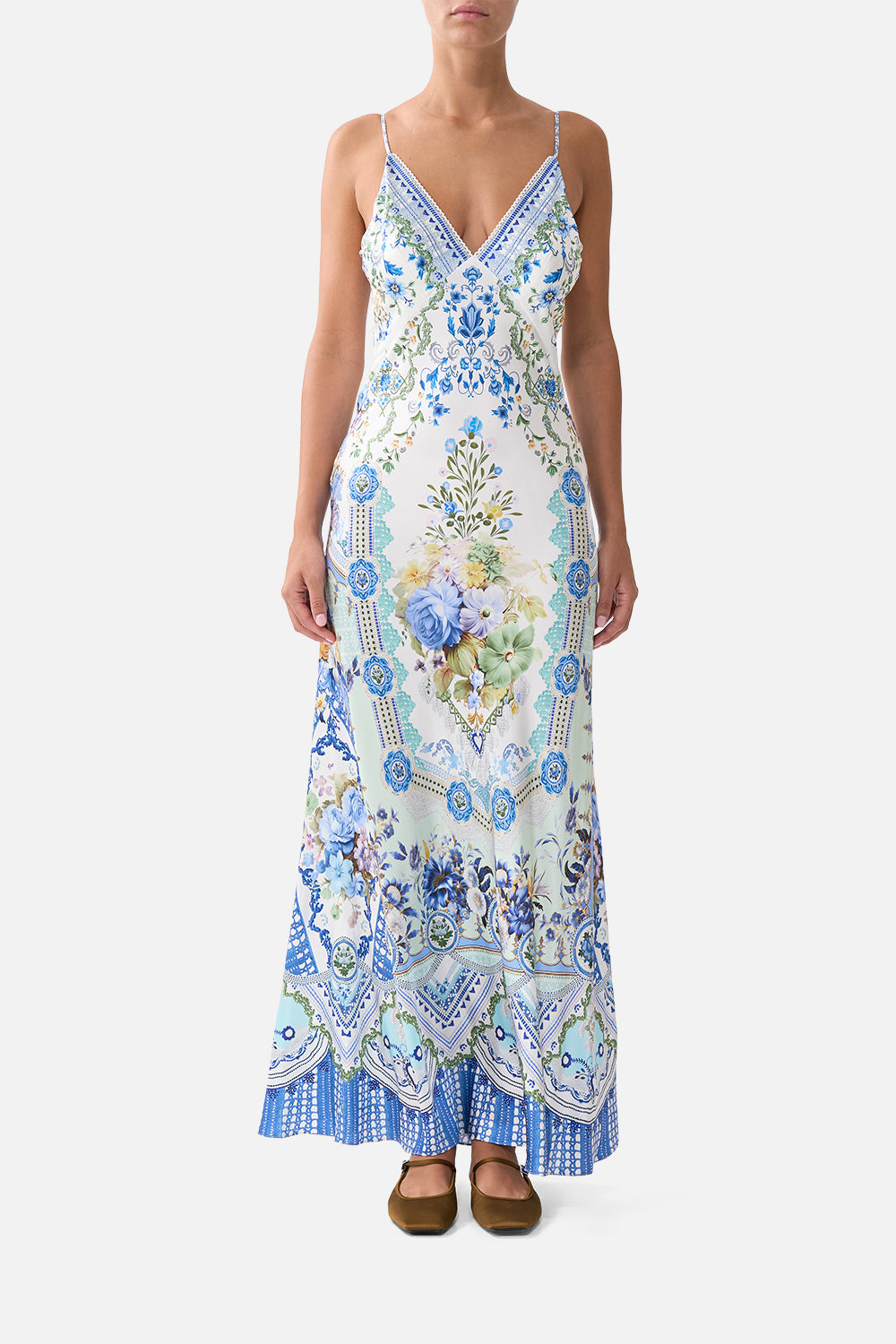 V NECK FULL LENGTH BIAS SLIP DRESS MY HOMESPUN HEART