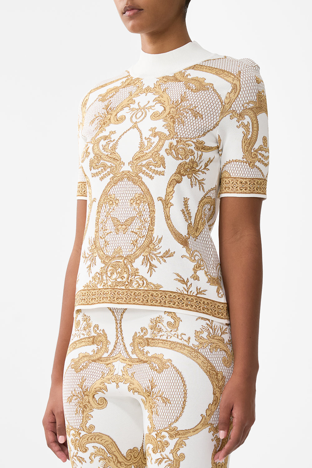The CAMILLA SHIRRED CUFF BLOUSE AL MANIAL PALACE MEMOIRS in our  print.