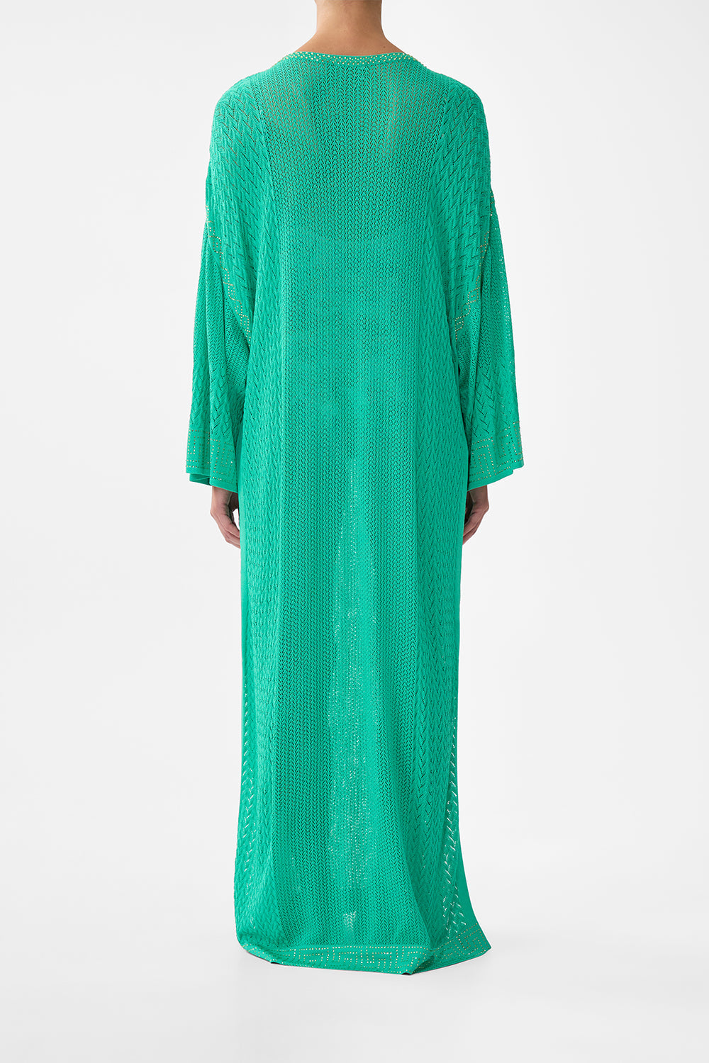 The CAMILLA SHAPED WAISTBAND DRESS WITH GATHERED SLEEVES TILES DARLS in our  print.
