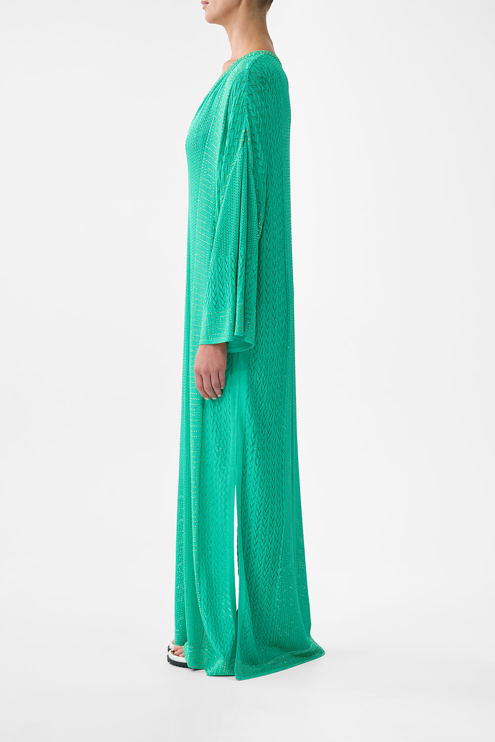 The CAMILLA SHAPED WAISTBAND DRESS WITH GATHERED SLEEVES TILES DARLS in our  print.