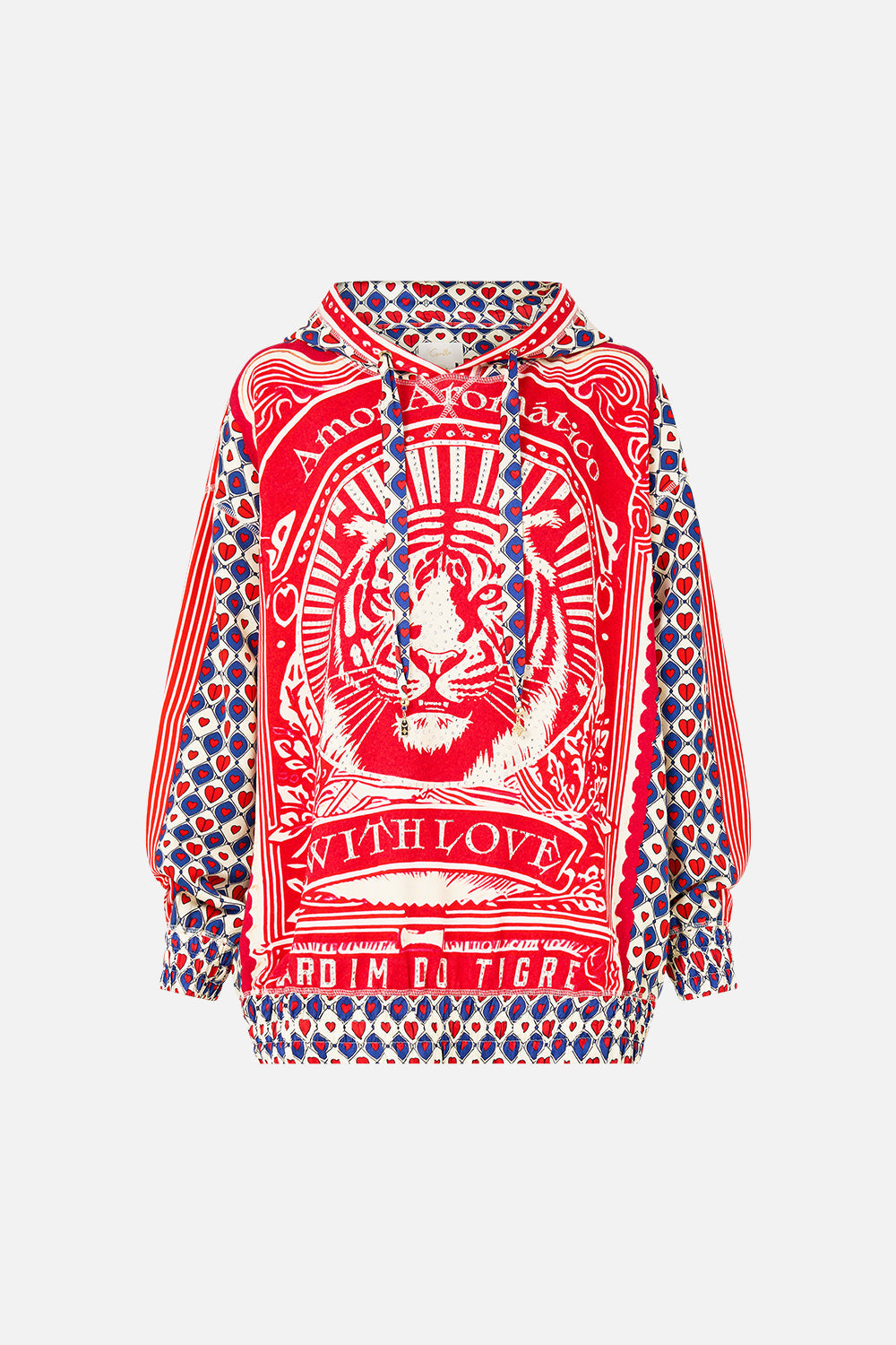 The CAMILLA Silk Band Oversized Hoodie With Pockets in our Rinse & Roar print.