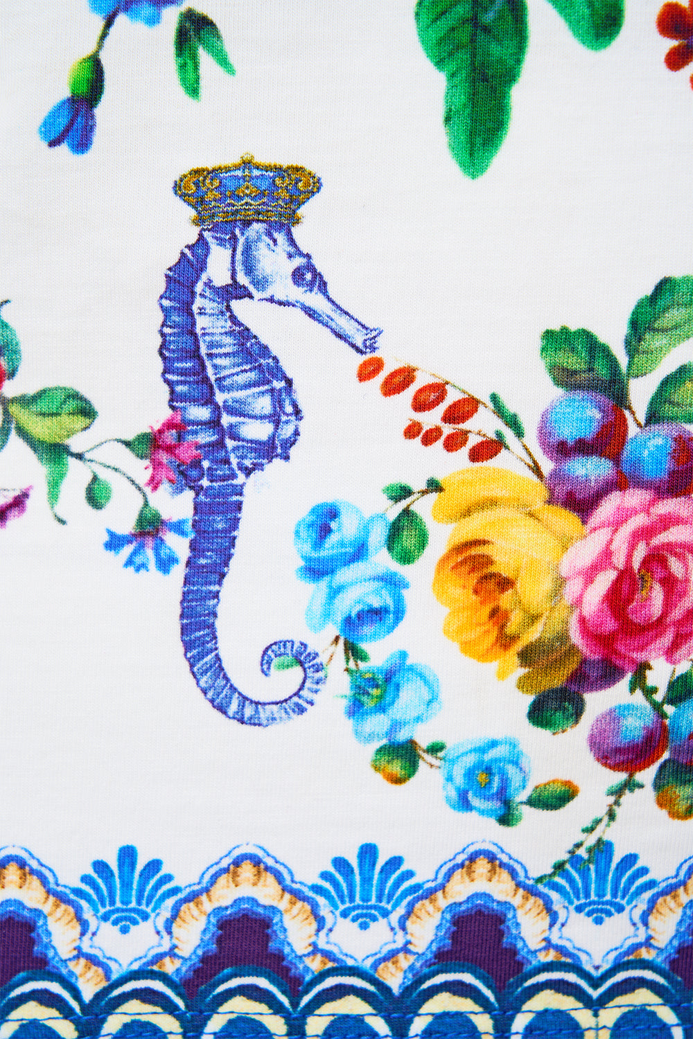 The CAMILLA One Shoulder Fitted Jersey Tank in our Tiles Darls print.