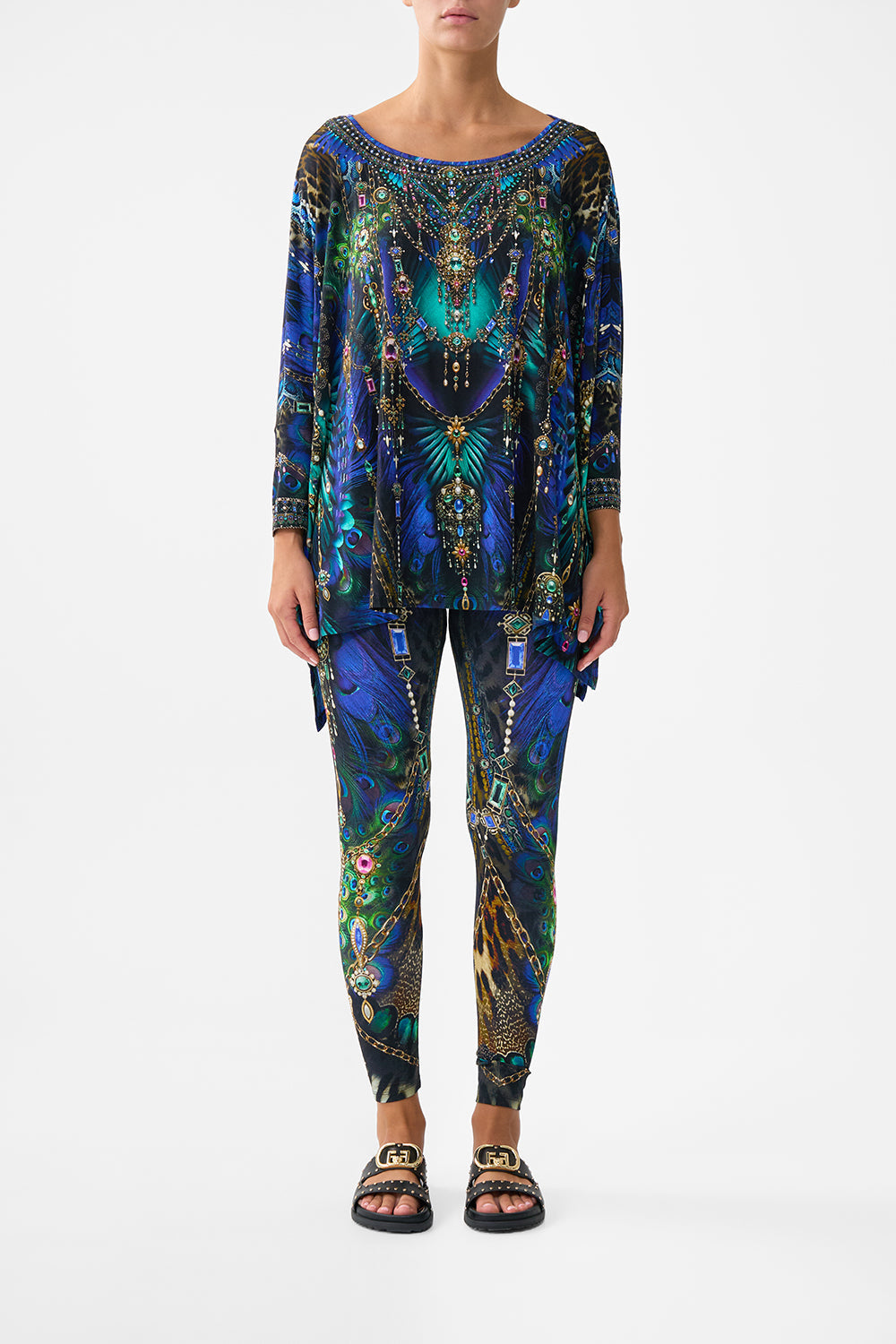 The CAMILLA Scoop Neck Slouch Tee in our Dominican Decadence print.