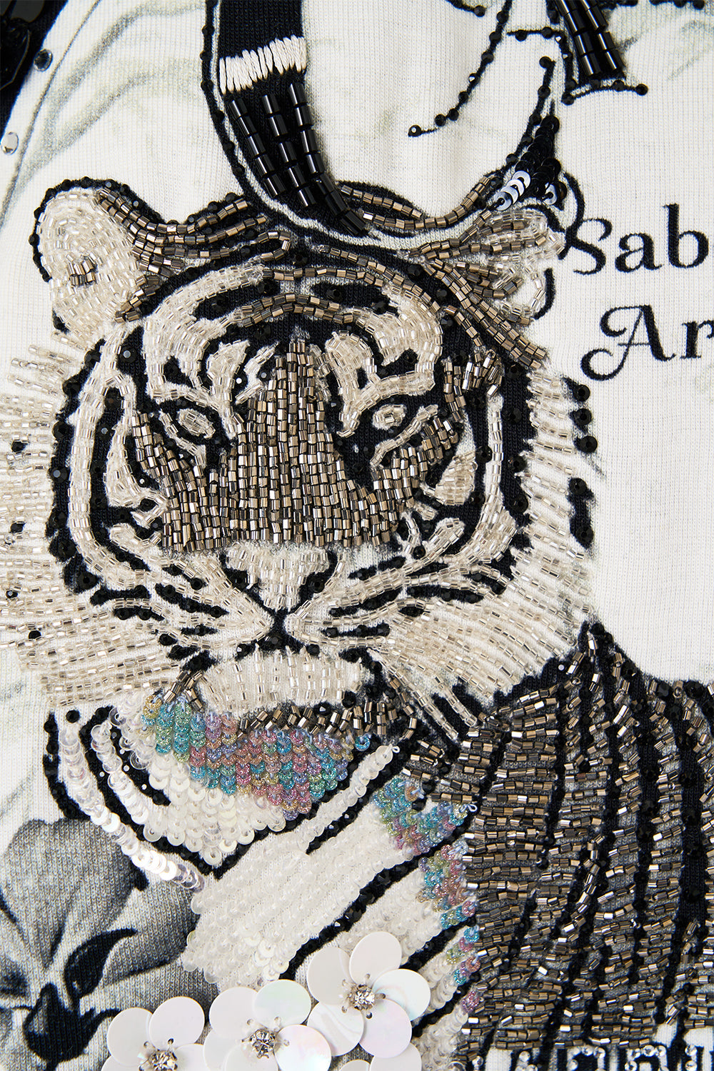 The CAMILLA Tuck Detail Sweater - Black in our Perfumed In Porto print.