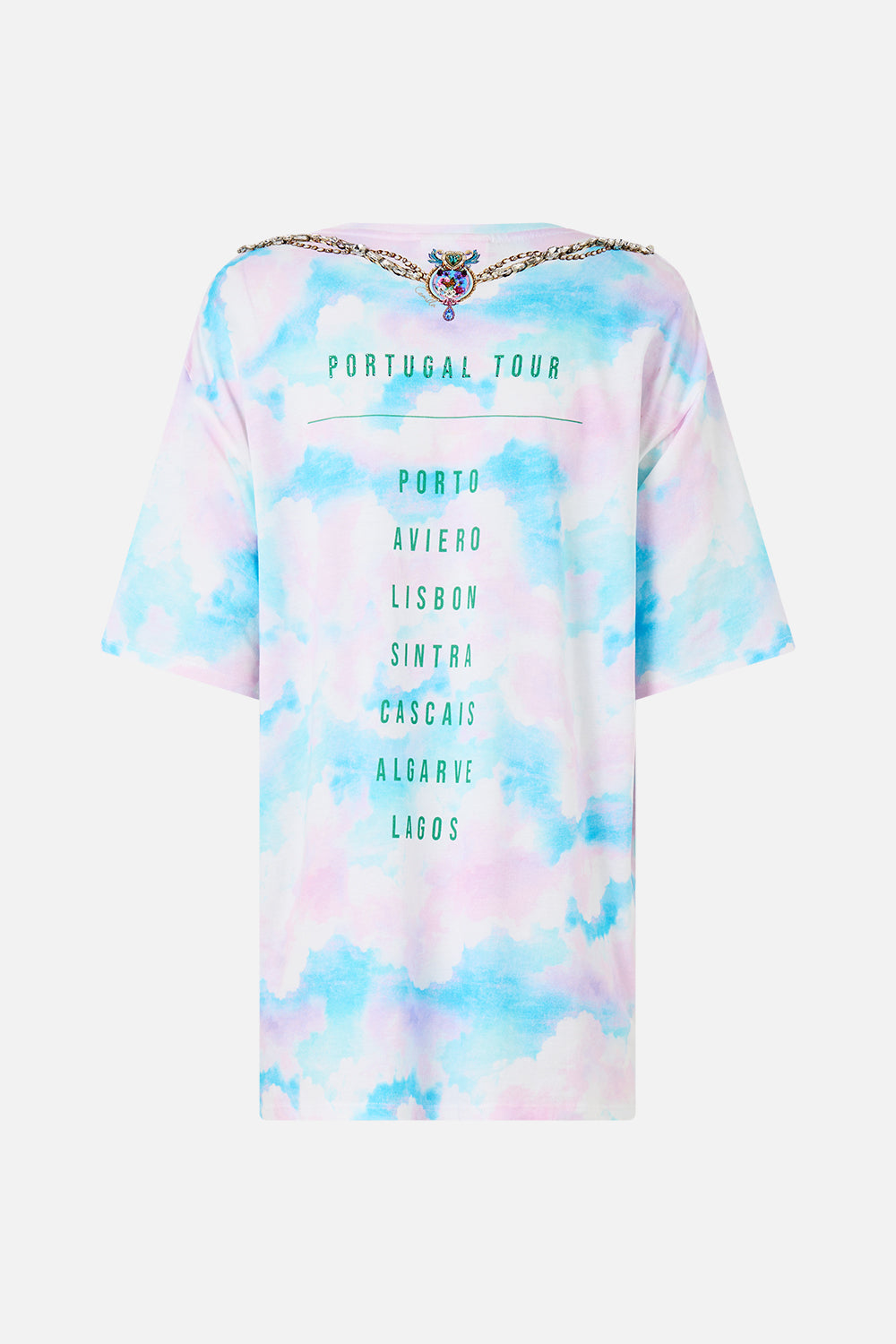 The CAMILLA Oversized Band Tee in our Spirit Of Santa Maria print.