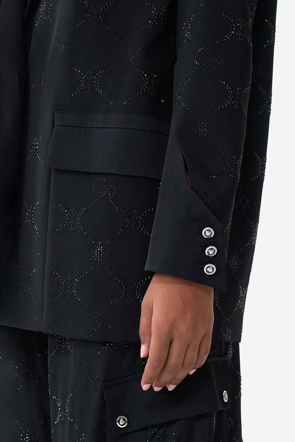 The CAMILLA SHORT SLEEVE CAMP COLLARED SHIRT BASKED IN BAROQUE in our  print.
